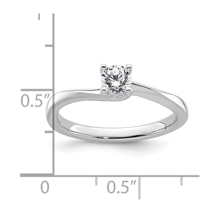 0.33ct. CZ Solid Real 14K White Gold Round Solitaire Engagement Ring Engagement Polished