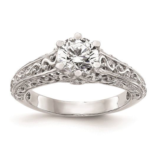 1.00ct. CZ Solid Real 14k White Gold Round Solitaire Engagement Ring