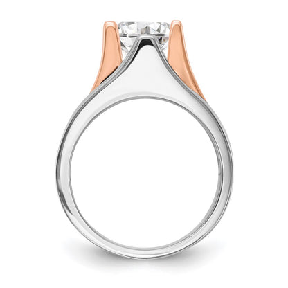 1.00ct. CZ Solid Real 14k Two-tone Round Solitaire Engagement Ring