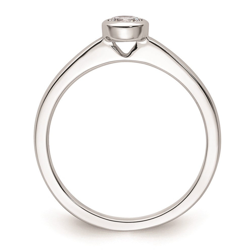 0.25ct. CZ Solid Real 14K White Gold Round Bezel Solitaire Engagement Ring