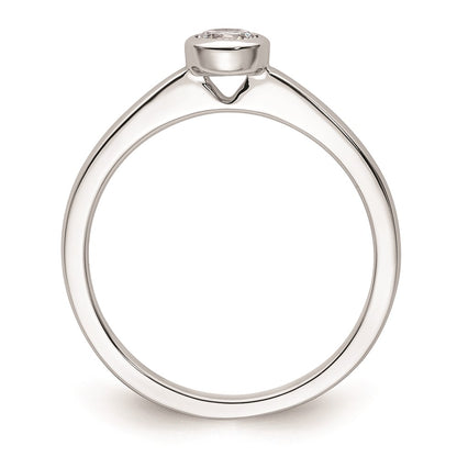 0.25ct. CZ Solid Real 14K White Gold Round Bezel Solitaire Engagement Ring