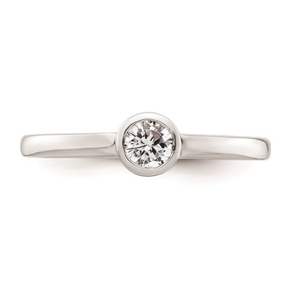 0.25ct. CZ Solid Real 14K White Gold Round Bezel Solitaire Engagement Ring