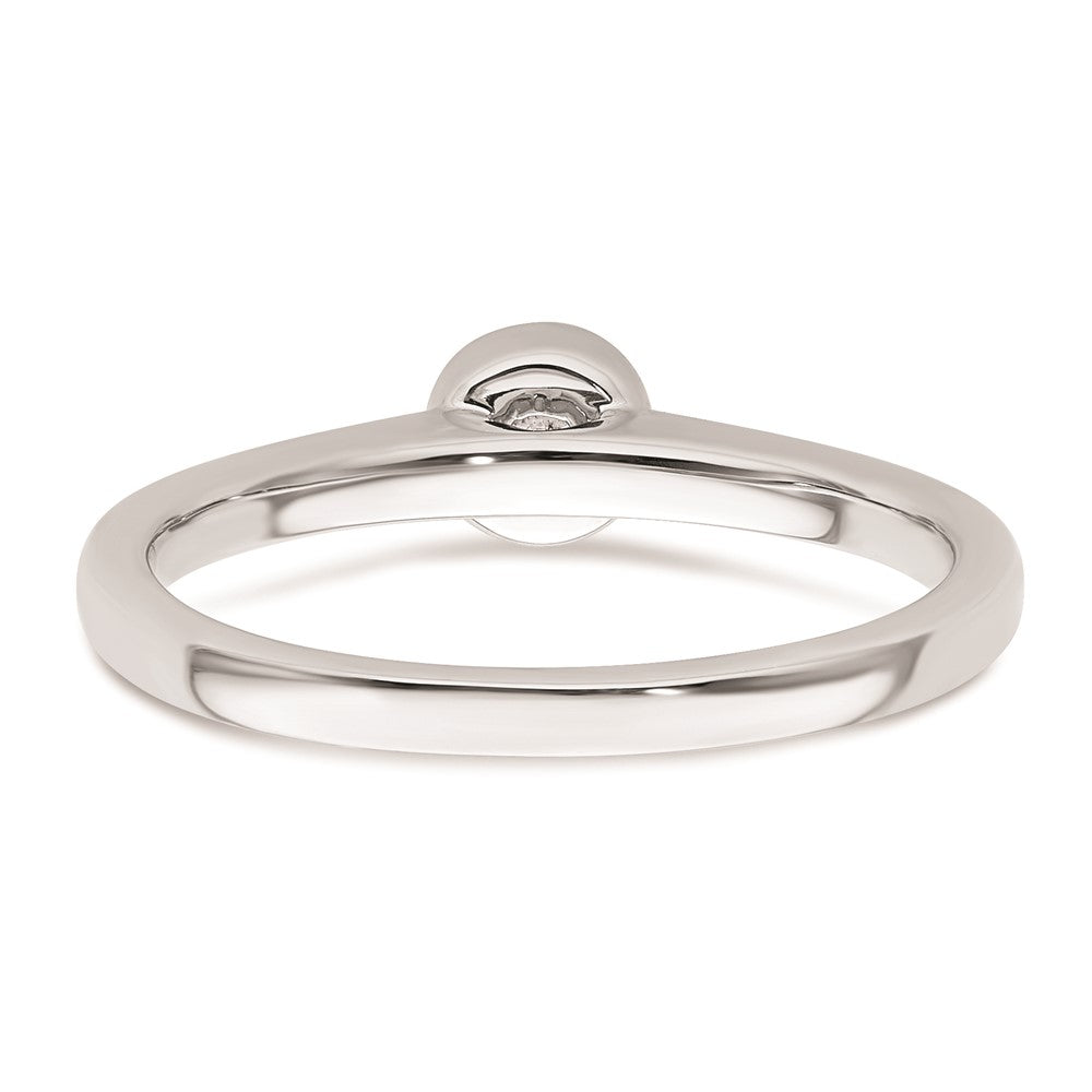 0.25ct. CZ Solid Real 14K White Gold Round Bezel Solitaire Engagement Ring