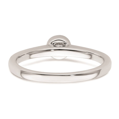 0.25ct. CZ Solid Real 14K White Gold Round Bezel Solitaire Engagement Ring