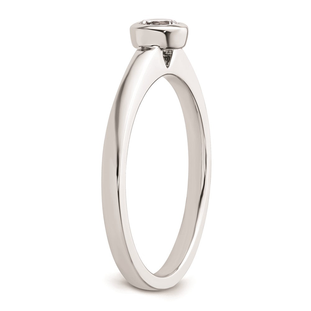 0.25ct. CZ Solid Real 14K White Gold Round Bezel Solitaire Engagement Ring