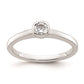 0.25ct. CZ Solid Real 14K White Gold Round Bezel Solitaire Engagement Ring