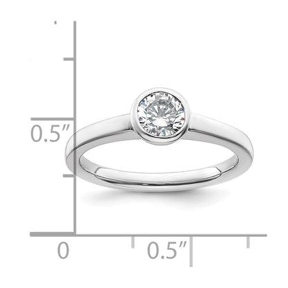 0.50ct. CZ Solid Real 14K White Gold Round Bezel Solitaire Engagement Ring
