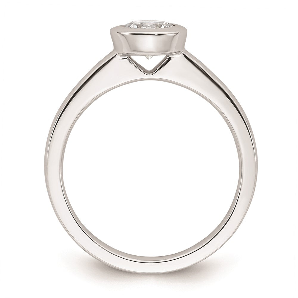 0.75ct. CZ Solid Real 14K White Gold Round Bezel Solitaire Engagement Ring