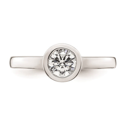 0.75ct. CZ Solid Real 14K White Gold Round Bezel Solitaire Engagement Ring