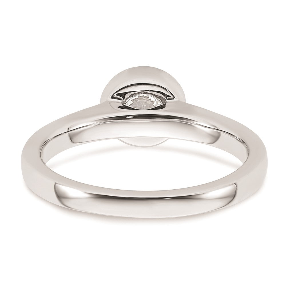 0.75ct. CZ Solid Real 14K White Gold Round Bezel Solitaire Engagement Ring