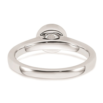 0.75ct. CZ Solid Real 14K White Gold Round Bezel Solitaire Engagement Ring