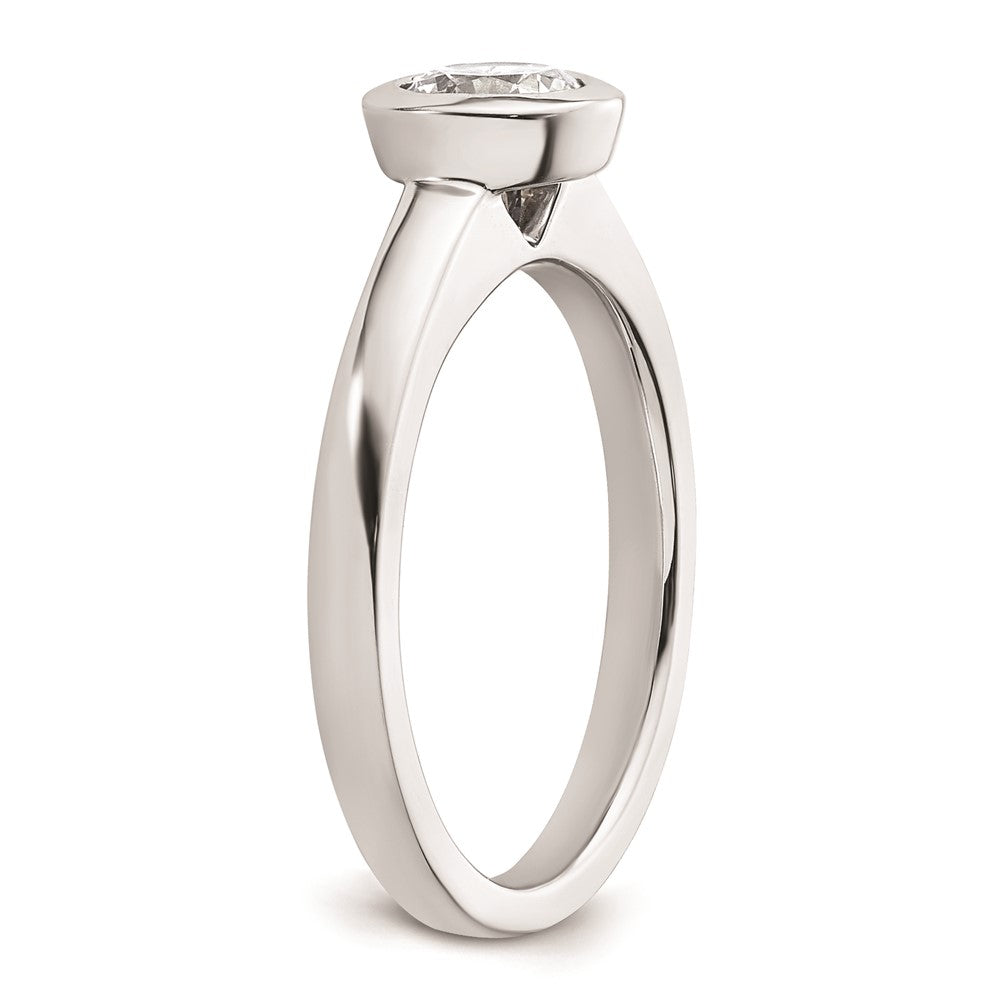 0.75ct. CZ Solid Real 14K White Gold Round Bezel Solitaire Engagement Ring