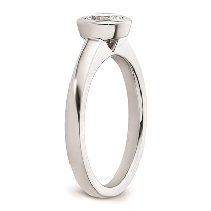 0.75ct. CZ Solid Real 14K White Gold Round Bezel Solitaire Engagement Ring