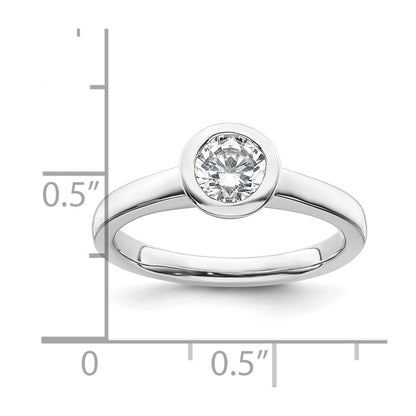 0.75ct. CZ Solid Real 14K White Gold Round Bezel Solitaire Engagement Ring