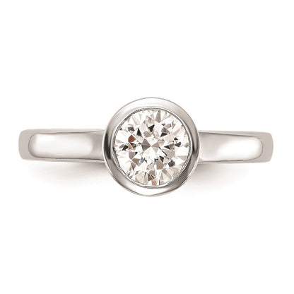 1.00ct. CZ Solid Real 14K White Gold Round Bezel Solitaire Engagement Ring