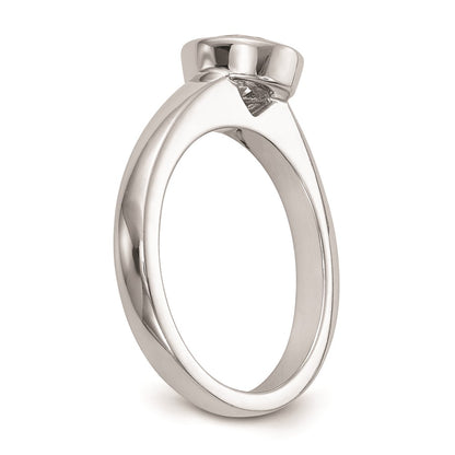 1.00ct. CZ Solid Real 14K White Gold Round Bezel Solitaire Engagement Ring