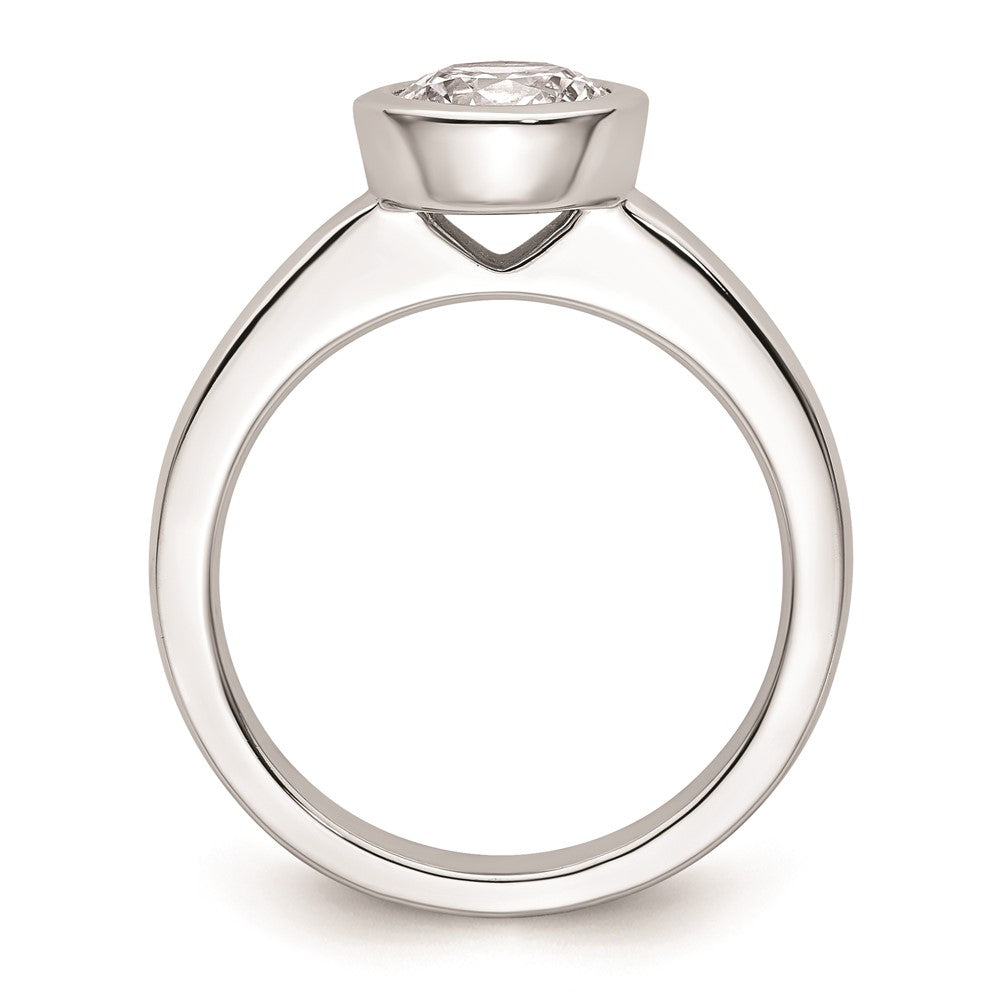 1.25ct. CZ Solid Real 14K White Gold Round Bezel Solitaire Engagement Ring