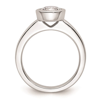1.25ct. CZ Solid Real 14K White Gold Round Bezel Solitaire Engagement Ring