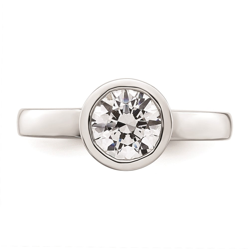 1.25ct. CZ Solid Real 14K White Gold Round Bezel Solitaire Engagement Ring
