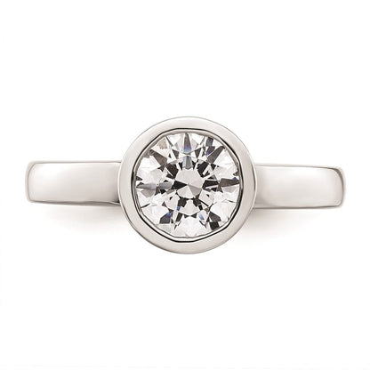 1.25ct. CZ Solid Real 14K White Gold Round Bezel Solitaire Engagement Ring