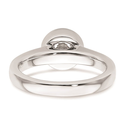 1.25ct. CZ Solid Real 14K White Gold Round Bezel Solitaire Engagement Ring