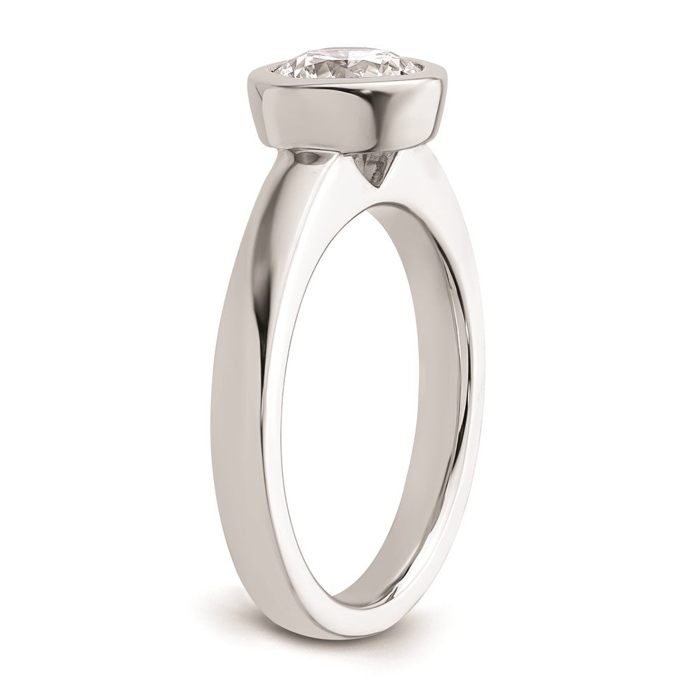 1.25ct. CZ Solid Real 14K White Gold Round Bezel Solitaire Engagement Ring