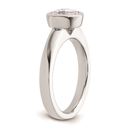 1.25ct. CZ Solid Real 14K White Gold Round Bezel Solitaire Engagement Ring