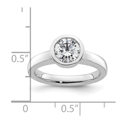 1.25ct. CZ Solid Real 14K White Gold Round Bezel Solitaire Engagement Ring
