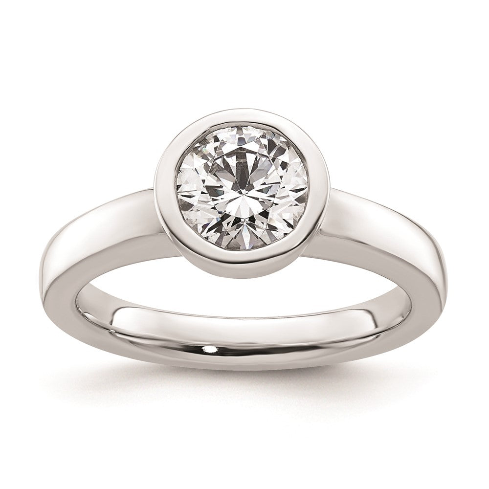 1.25ct. CZ Solid Real 14K White Gold Round Bezel Solitaire Engagement Ring