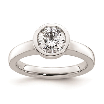 1.25ct. CZ Solid Real 14K White Gold Round Bezel Solitaire Engagement Ring