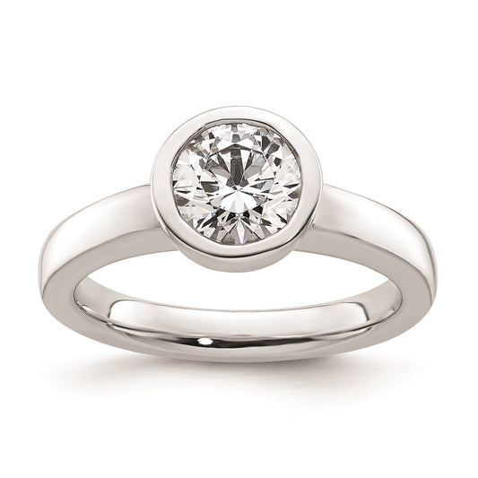 1.25ct. CZ Solid Real 14K White Gold Round Bezel Solitaire Engagement Ring