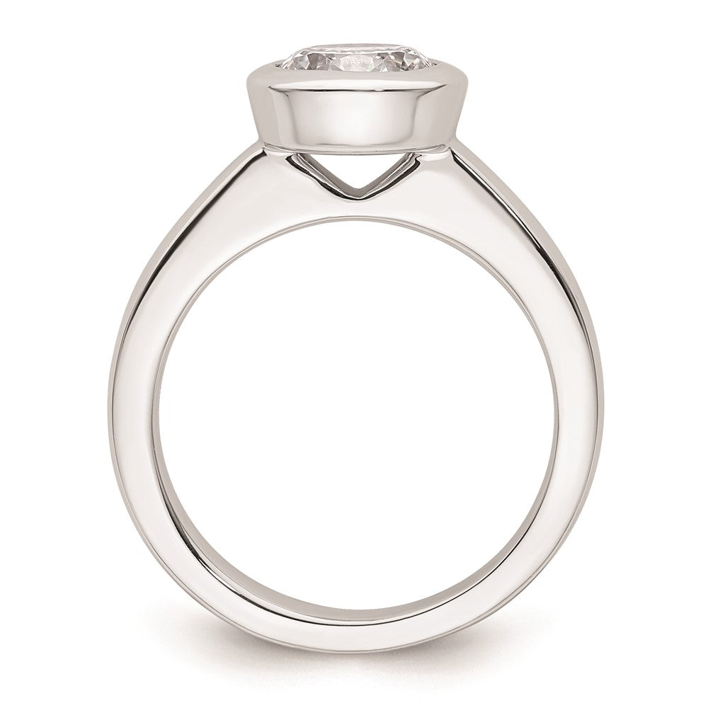 1.50ct. CZ Solid Real 14K White Gold Round Bezel Solitaire Engagement Ring