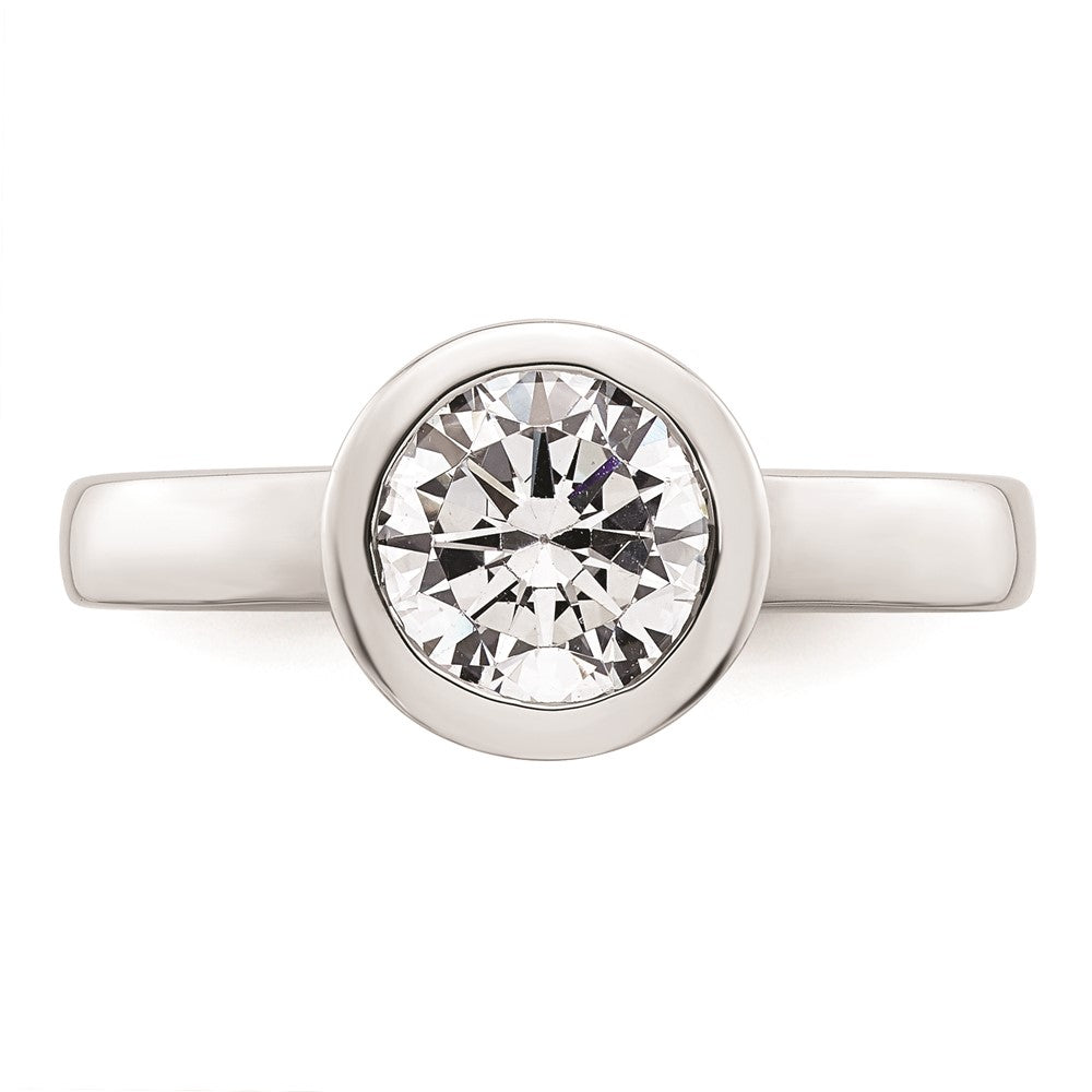 1.50ct. CZ Solid Real 14K White Gold Round Bezel Solitaire Engagement Ring