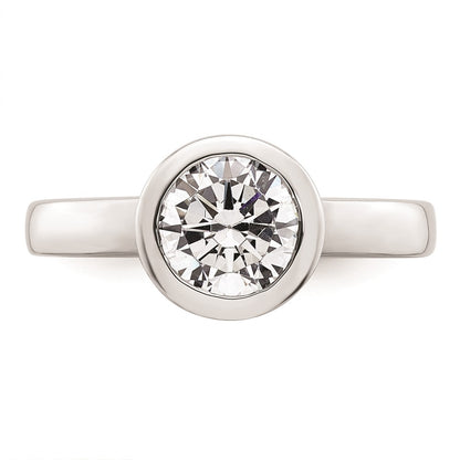 1.50ct. CZ Solid Real 14K White Gold Round Bezel Solitaire Engagement Ring