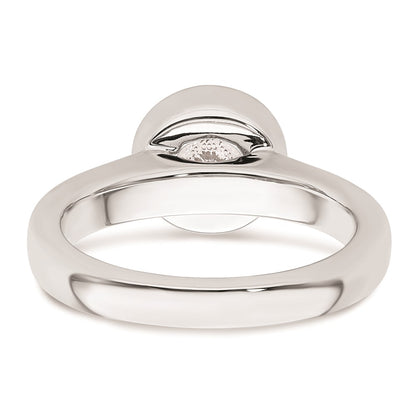 1.50ct. CZ Solid Real 14K White Gold Round Bezel Solitaire Engagement Ring