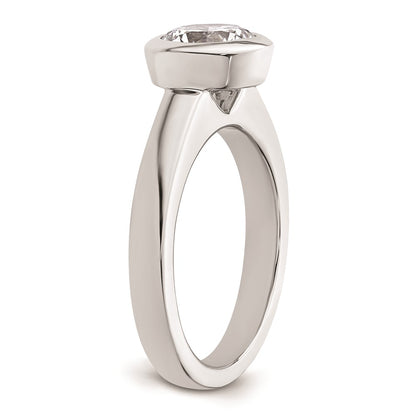 1.50ct. CZ Solid Real 14K White Gold Round Bezel Solitaire Engagement Ring