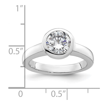 1.50ct. CZ Solid Real 14K White Gold Round Bezel Solitaire Engagement Ring