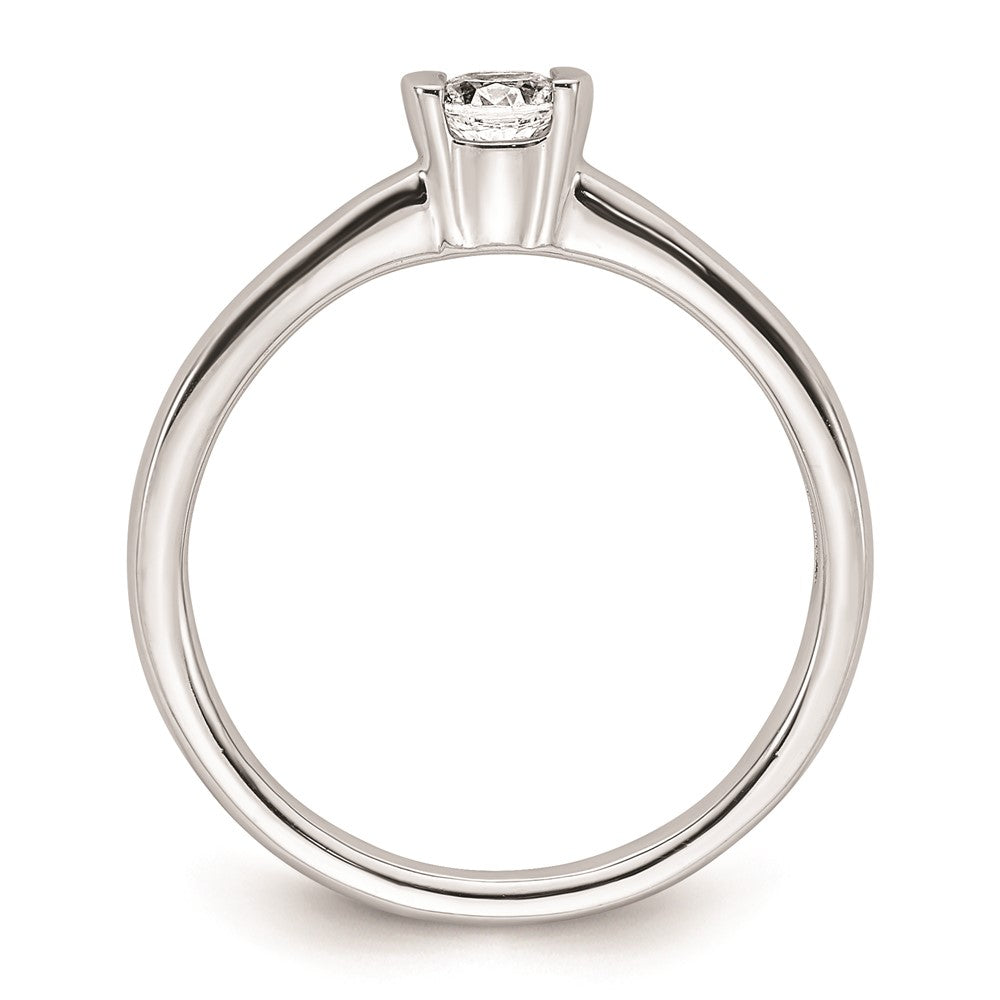 0.25ct. CZ Solid Real 14K White Gold Round Bezel Solitaire Engagement Ring