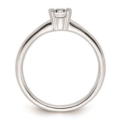 0.25ct. CZ Solid Real 14K White Gold Round Bezel Solitaire Engagement Ring