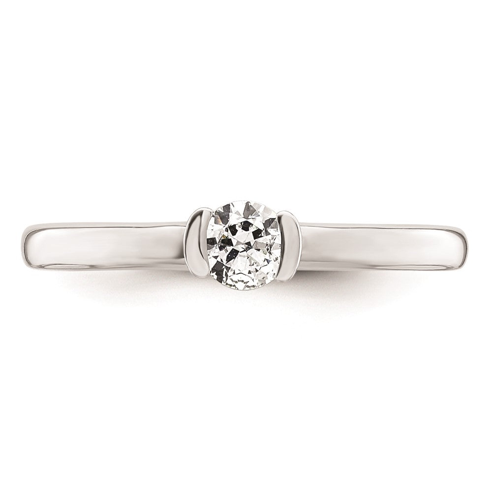 0.25ct. CZ Solid Real 14K White Gold Round Bezel Solitaire Engagement Ring