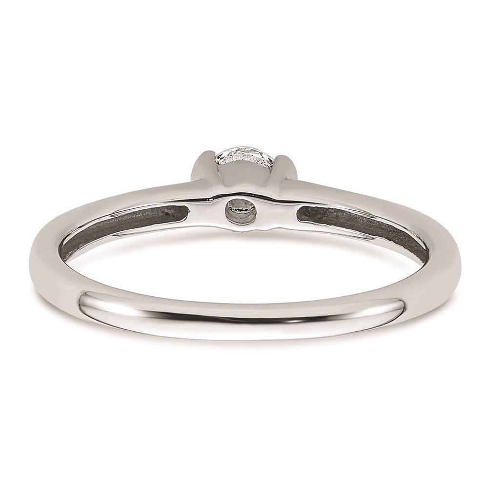 0.25ct. CZ Solid Real 14K White Gold Round Bezel Solitaire Engagement Ring