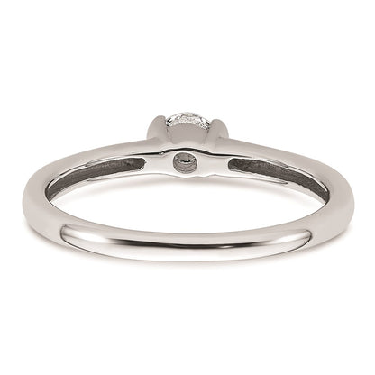 0.25ct. CZ Solid Real 14K White Gold Round Bezel Solitaire Engagement Ring