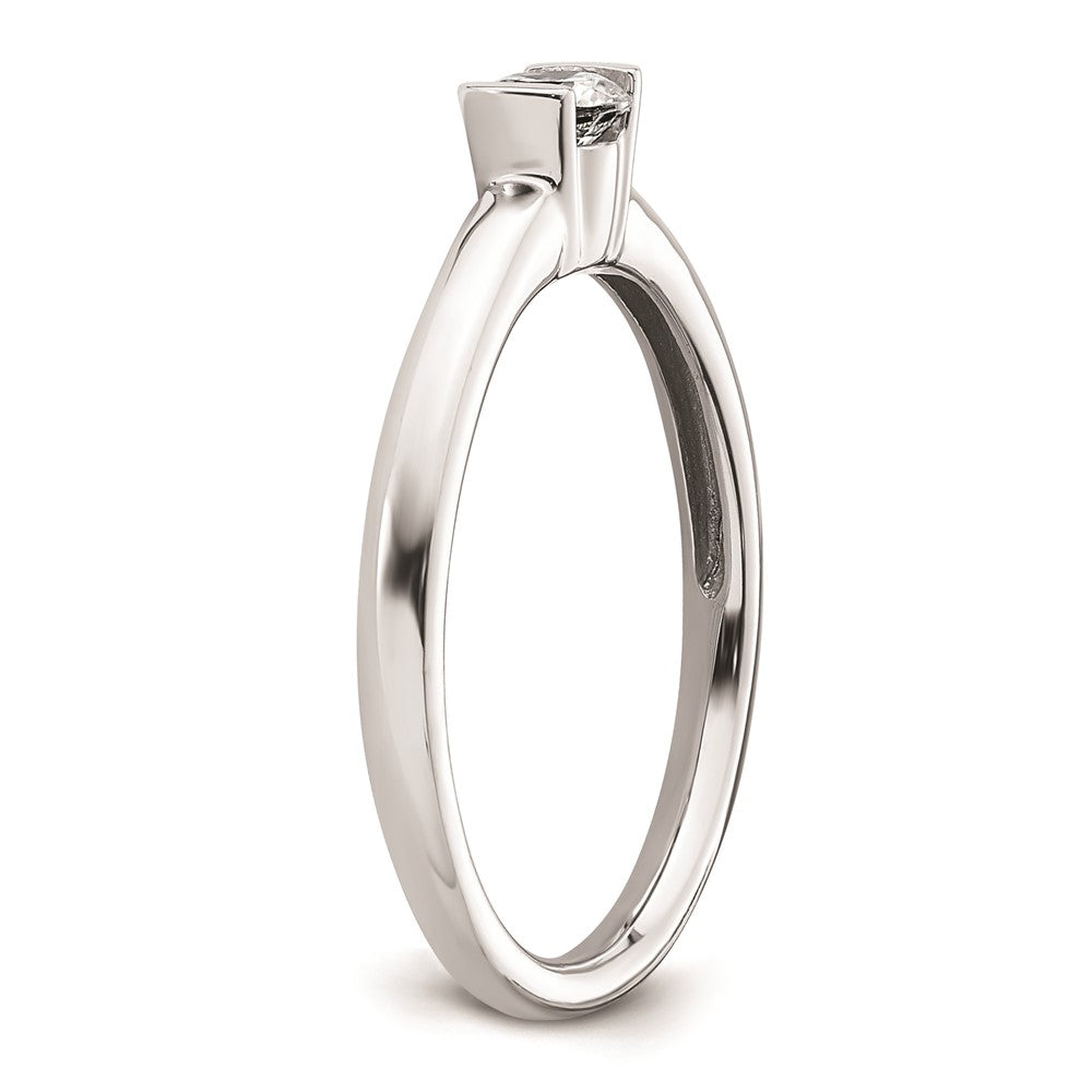0.25ct. CZ Solid Real 14K White Gold Round Bezel Solitaire Engagement Ring