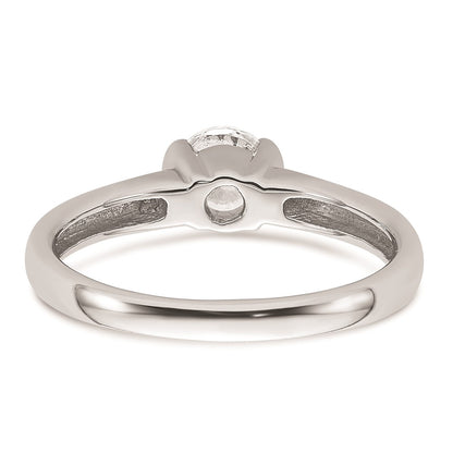 0.50ct. CZ Solid Real 14K White Gold Round Bezel Solitaire Engagement Ring
