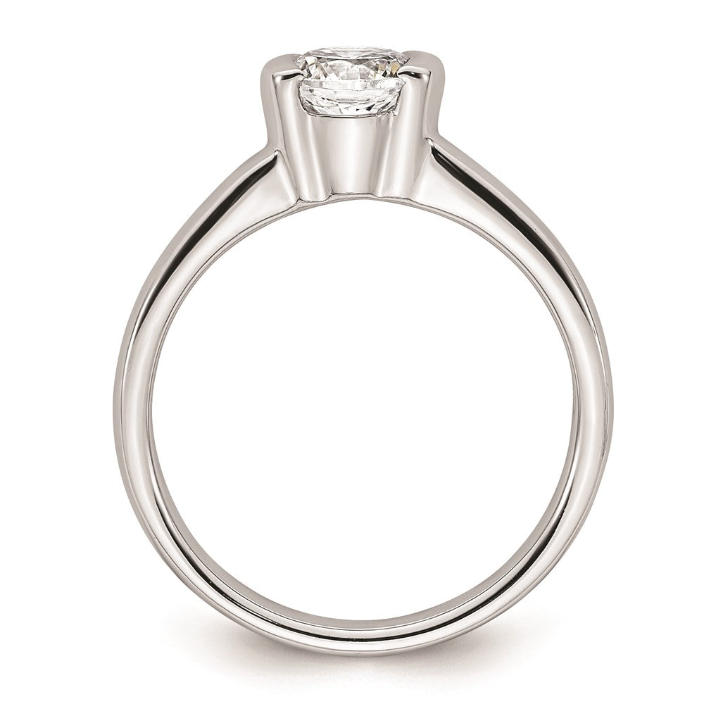 0.75ct. CZ Solid Real 14K White Gold Round Bezel Solitaire Engagement Ring