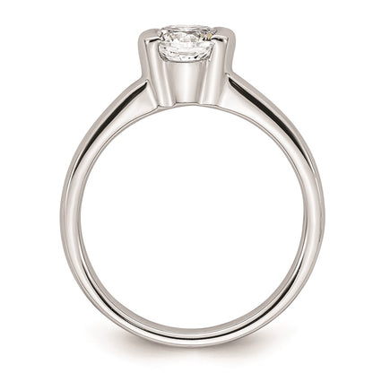 0.75ct. CZ Solid Real 14K White Gold Round Bezel Solitaire Engagement Ring