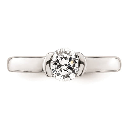 0.75ct. CZ Solid Real 14K White Gold Round Bezel Solitaire Engagement Ring