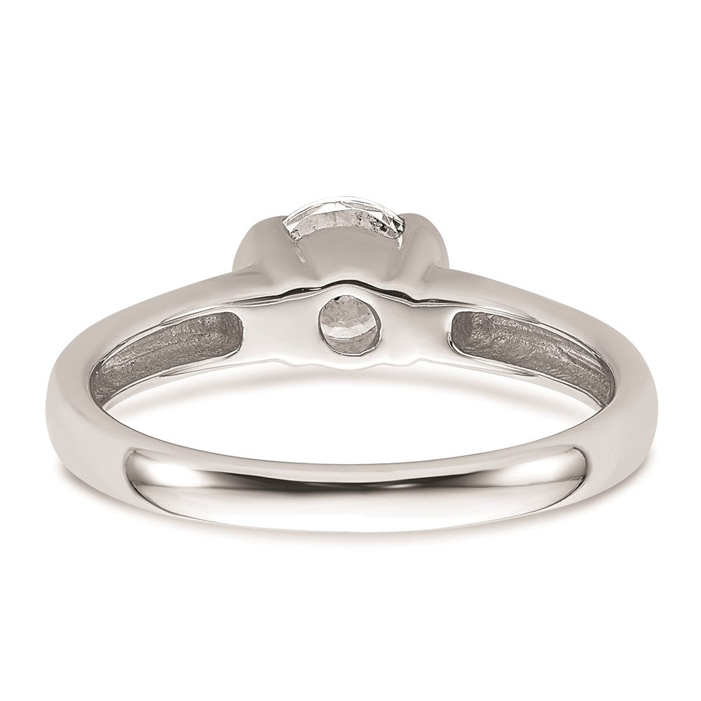 0.75ct. CZ Solid Real 14K White Gold Round Bezel Solitaire Engagement Ring