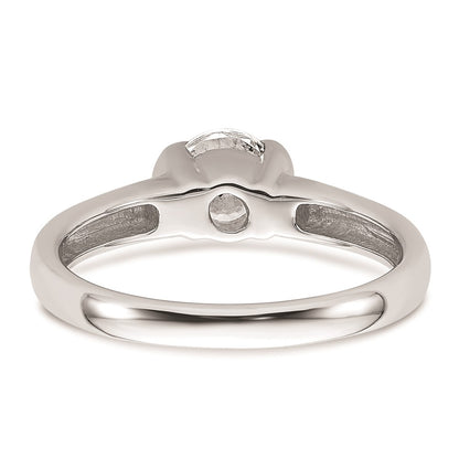 0.75ct. CZ Solid Real 14K White Gold Round Bezel Solitaire Engagement Ring
