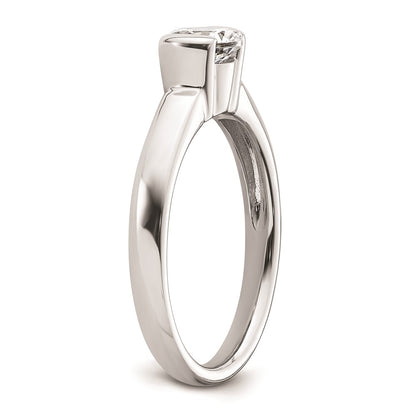 0.75ct. CZ Solid Real 14K White Gold Round Bezel Solitaire Engagement Ring